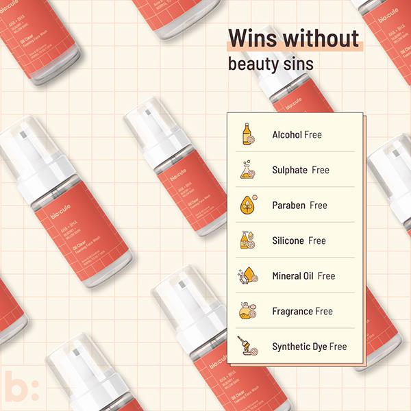 Biocule Oil Clear Foaming Face Wash For Acne, Pimple & Oil Control, With Salicylic Acid (Bha) 100 ml - Face Wash & Cleansers