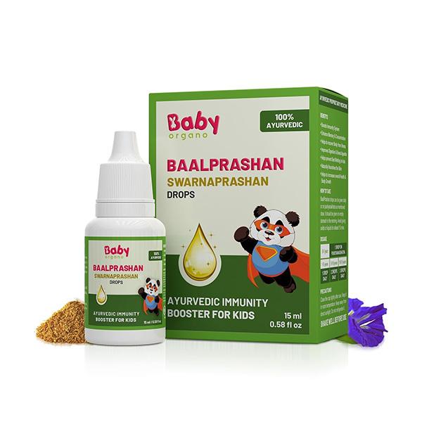 Netmeds | Baby Organo Baalprashan Swarnaprashan Ayurvedic Immunity Booster for (0-15 Years) Kids 15 ml