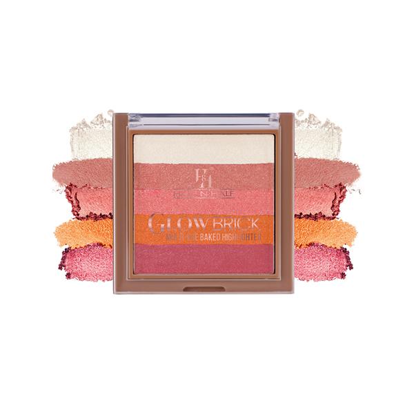 Half N Half Glow Brick Multi-Use Baked Highlighter with 5 Highlighting Shades, Peachy Cream 02 7.5 g - Highlighters & Illuminators