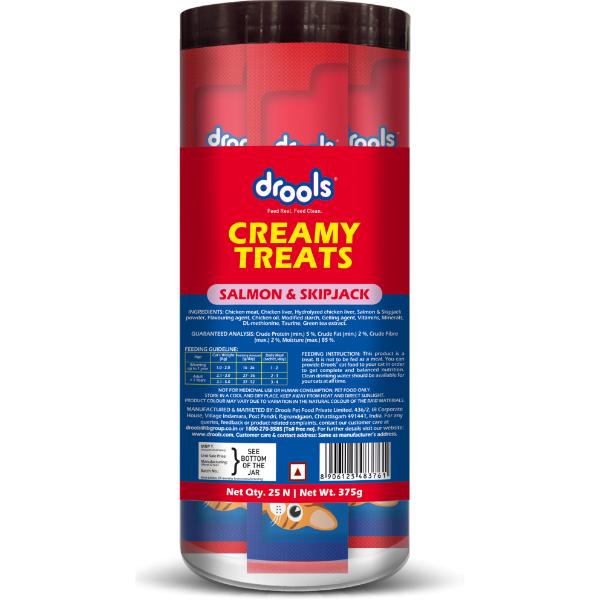 Drools Creamy Treats For Cat- Salmon & SkipKjack (Pack Of 25 x 15gm) 1's - Petfood