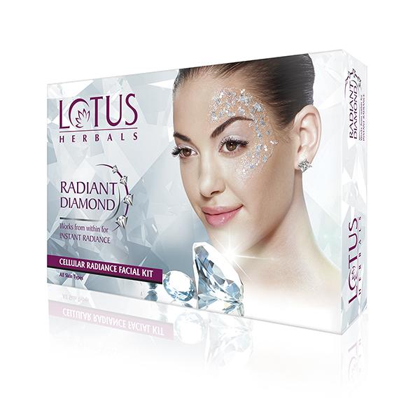 Netmeds | Lotus Herbals Radiant Diamond Cellular Radiance 1 Facial Kit 37 Gm