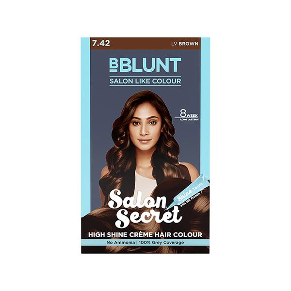 Bblunt Salon Secret High Shine Creme Hair Colour - LV Brown - 50g + 50ml + 8ml 1's - Crème