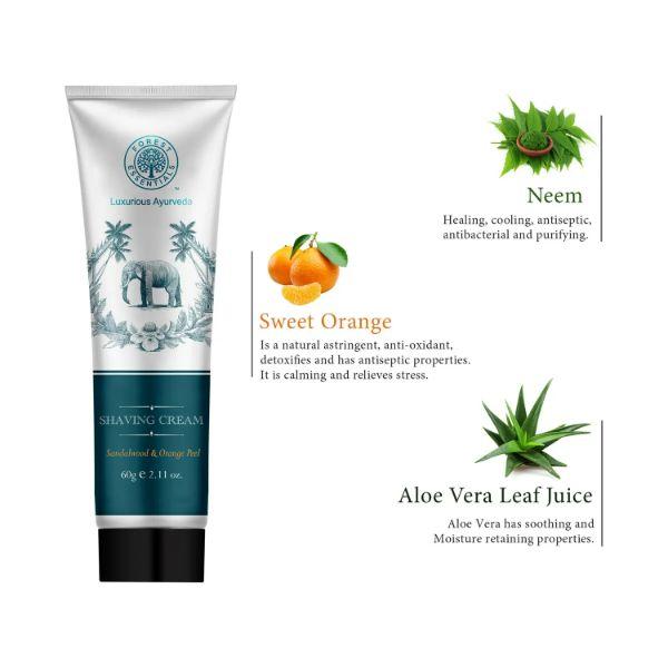 Forest Essentials Shaving Cream Sandalwood & Orange Peel Shaving Cream for Men 60 gm - Shaving Creams