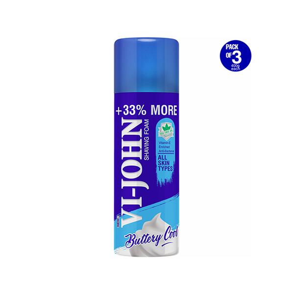 Netmeds | Vi-John Shaving Foam - Vitamin E - Pack of 3 x 400 gm