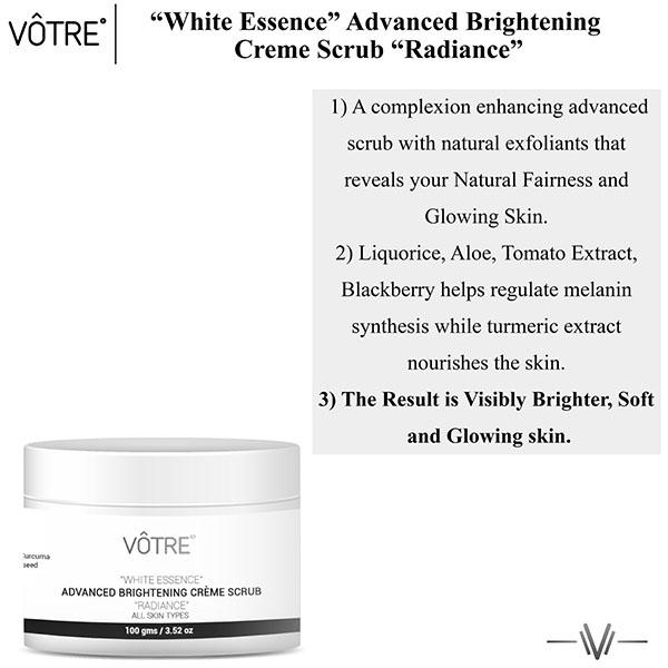 Votre White Essence Advance Brightening Creme Scrub 100 gm - Scrubs & Exfoliants