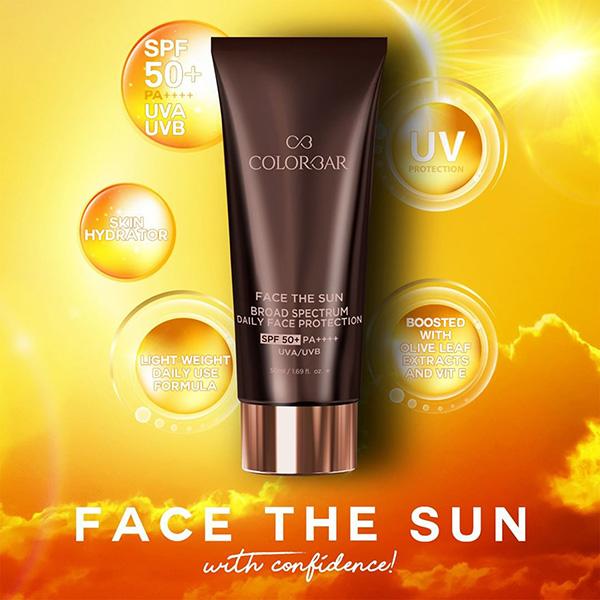 Colorbar Face The Sun Broad Spectrum Daily Face Protector SPF 50 PA++++UVA UVB 50ml - Face Sunscreen