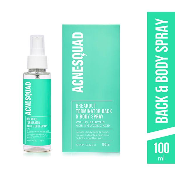 Acne Squad Breakout Terminator Back and Body Spray with 2% Salicylic Acid and Glycolic Acid 156.25 ml - Body Mist/Spray