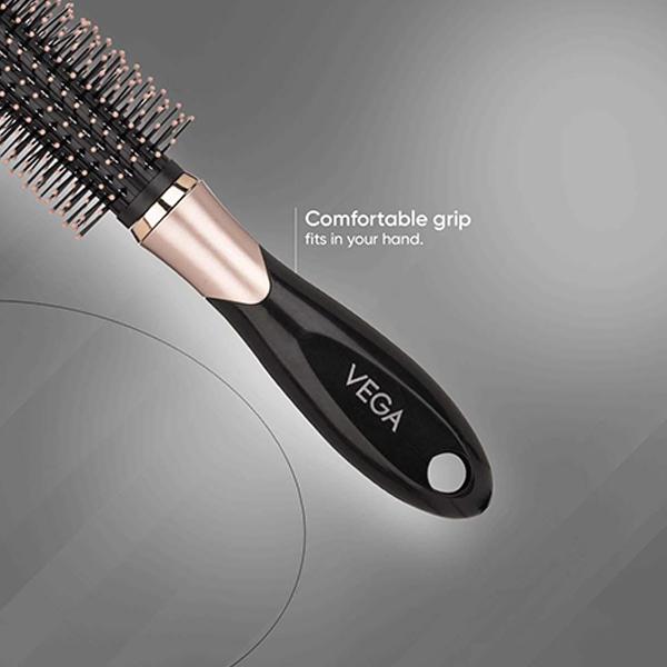 Vega Round Hair Brush for Men and Women, Reduces Snags, Detangle and Tangles (E34-RB) 65 gm - Hair Brushes