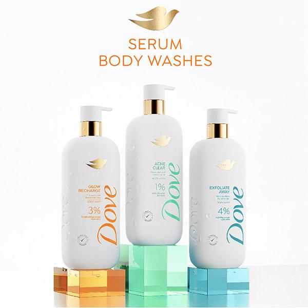 Dove 3% Brightening Serum + Vitamin C Glow Recharge Serum Body Wash, 300 ml - Shower Gels & Body Wash
