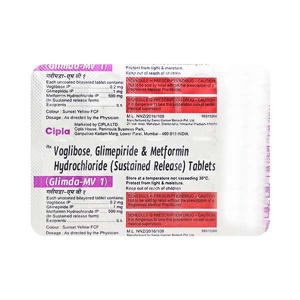 Netmeds | Glimda MV 1mg Tablet 10'S