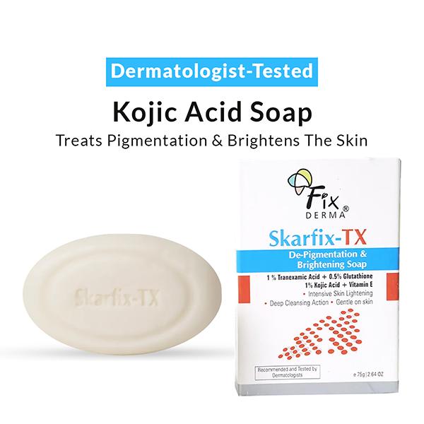 Fixderma Skarfix -TX 1% Kojic Acid Soap for Skin Brightening with Tranexamic Acid, Glutathione 75 g - Soaps