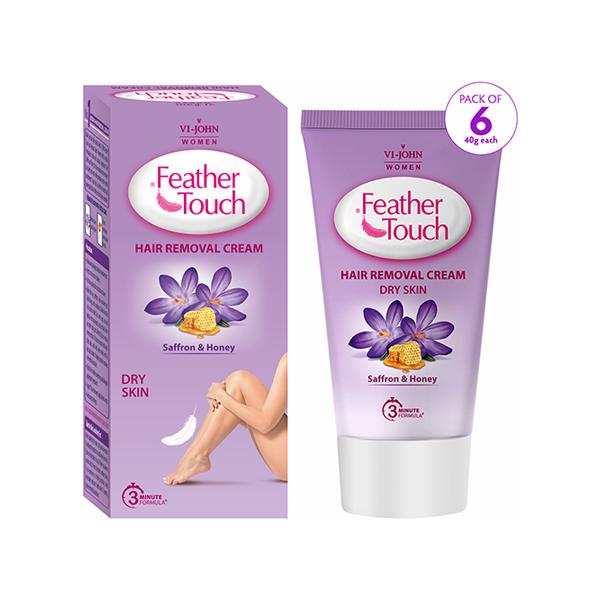 Netmeds | VI-John Women Feather Touch Honey and Saffron Hair Removal Cream -(each Pack Of 10) 40gm each 6's