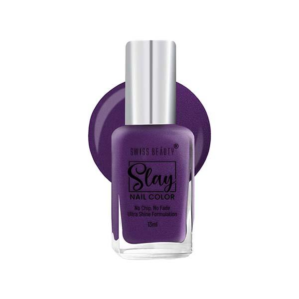 Swiss Beauty Slay Nail Color, Shade - Dark Violet 13 gm - Nail Polish