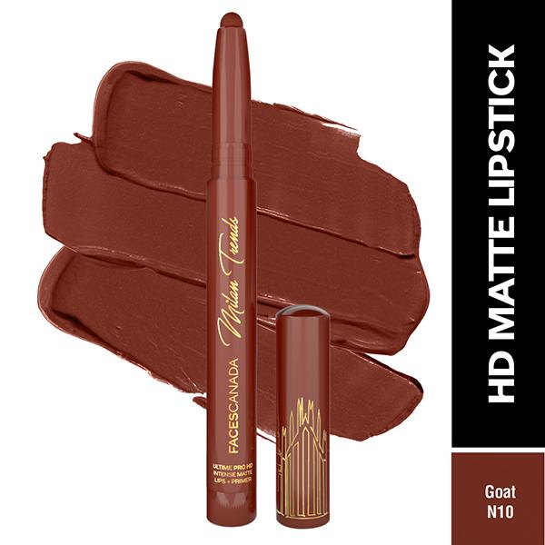 Netmeds | Faces Canada Ultime Pro Hd Intense Matte Lips + Primer - Goat N10, Limited Edition 1.4 gm