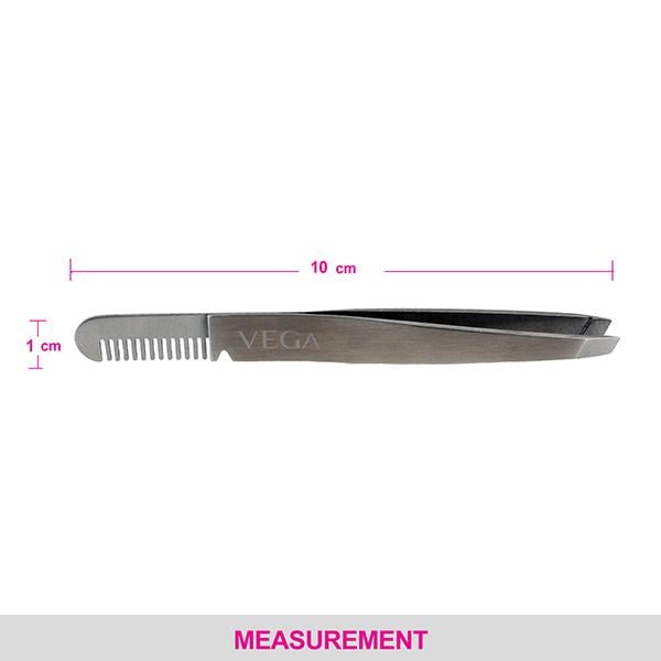 Vega 2 In 1 Brow Groomer And Tweezer (TWE - 01) 15 gm - Tweezers