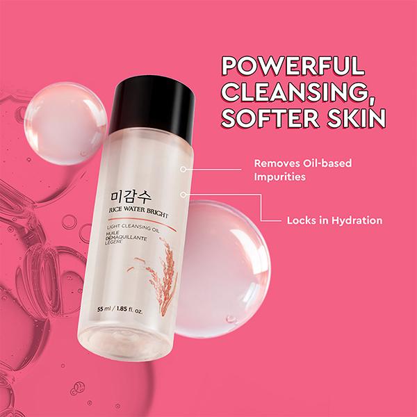 The Face Shop Rice Water Bright Light Cleansing Oil - Korean Makeup Remover for Heavy Makeup 55 ml - Scrubs & Exfoliants