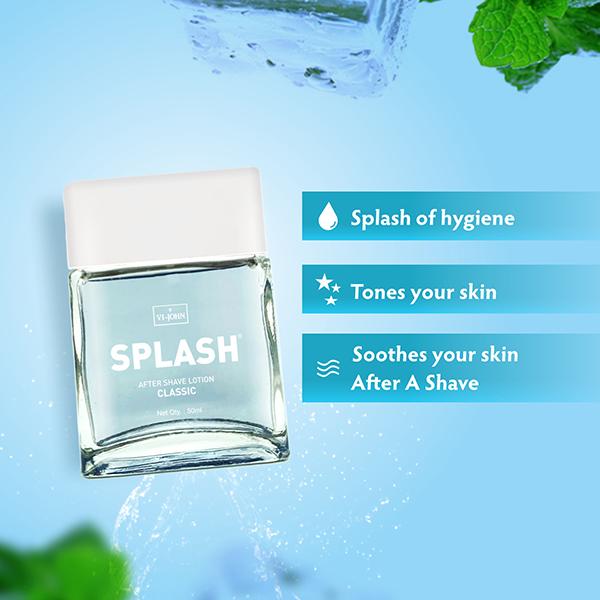 Vi-John Splash Classic After Shave Lotion- Pack of 4 x 50 ml - Shaving Foams