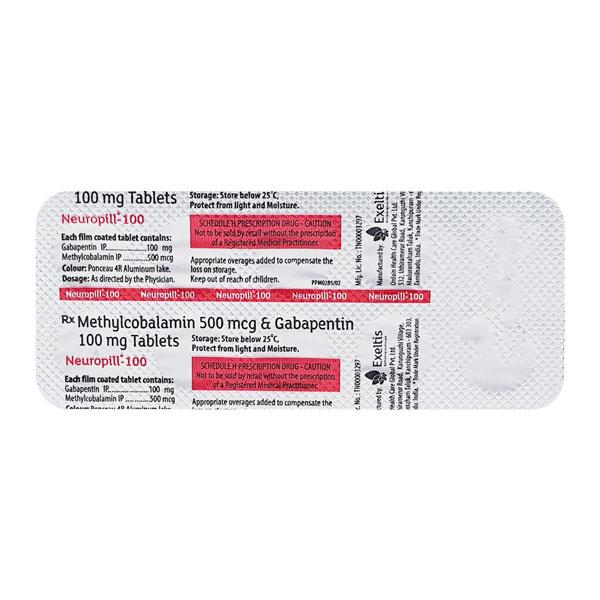 Neuropill 100mg Tablet 10'S - Neuropathic Pain-Dru
