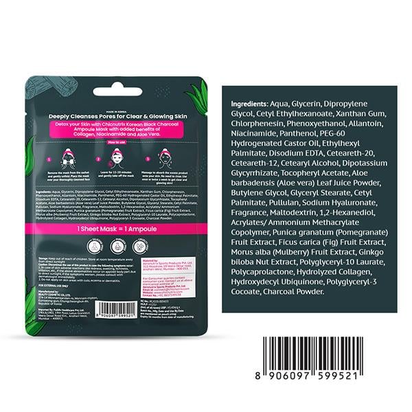 Chicnutrix Korean Black Charcoal Face Sheet Mask 1's - Masks & Peels