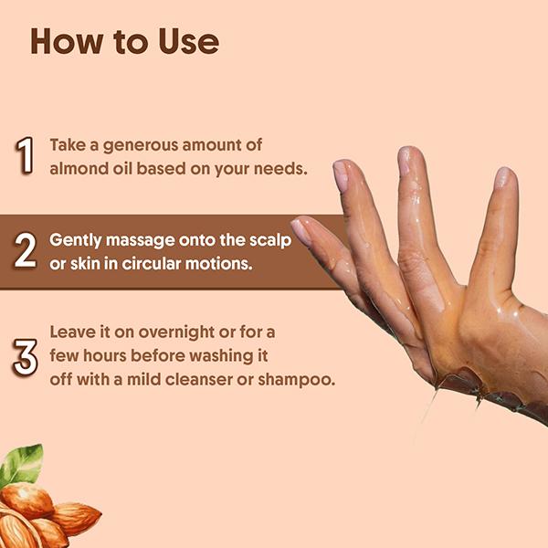 Aravi Organic 100% Pure and Natural Cold Pressed Almond Carrier Hair Oil 200 ml - Hair Oils