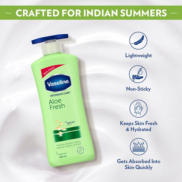 Vaseline Intensive Care Aloe Fresh Body Lotion Daily Moisturizer for Dry Skin 400 ml - Lotions & Creams