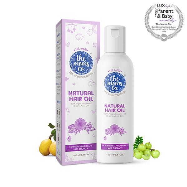 The Mom's Co. Natural Hair Oil with Argan, Marula and Organic Amla Oils 100ml - Creams, Lotions & Oils