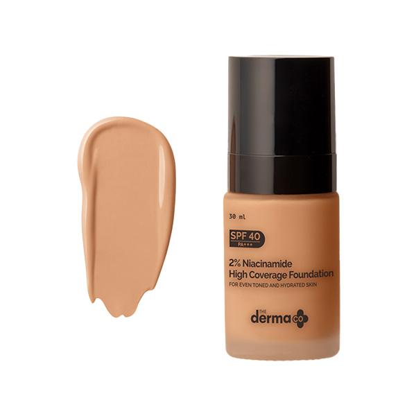 The Derma Co. 2% Niacinamide High Coverage Foundation,1% Hyaluronic Acid and SPF 40 PA+++ for 12 Hr- 05 Peach 30 gm - Foundation