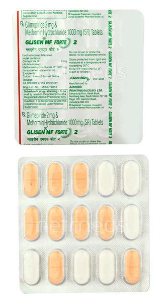 Glisen MF Forte 2mg Tablet 15'S - Diabetes-Ant