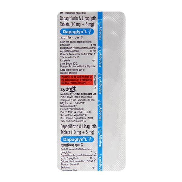 DAPAGLYN L 10/5 Tablet 10's - Diabetes-Ant