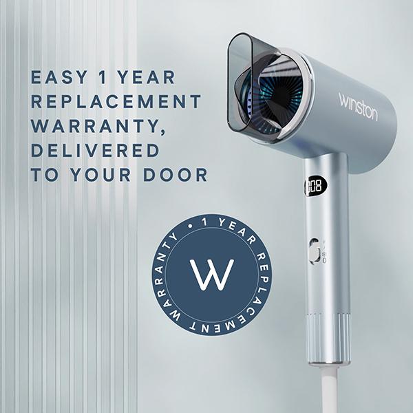 Winston Digital Smart Ionic Hair Dryer 2000W - Fast Drying with LED Display For All Hair Types, Lightweight - Ice Blue 690 gm - Hair Dryers