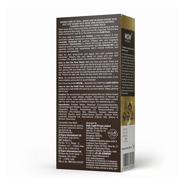 WOW Skin Science Retinol Foaming Face Wash - Refill Pack for Extended Use 200 ml - Face Washes
