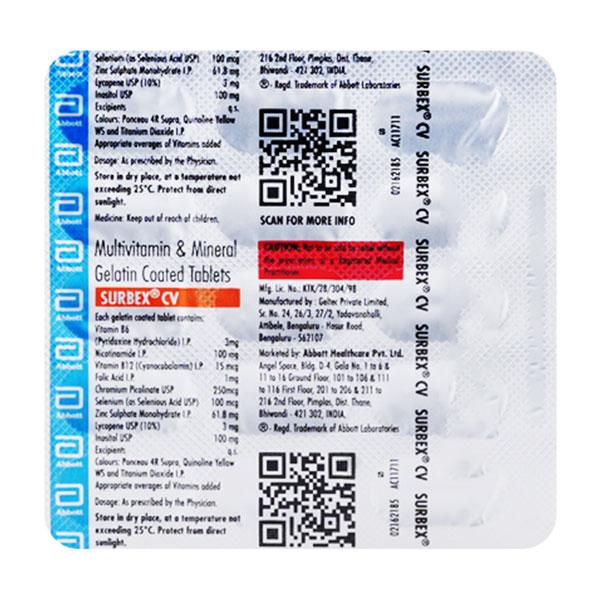 SURBEX CV Tablet 15's - Supplements-Vam