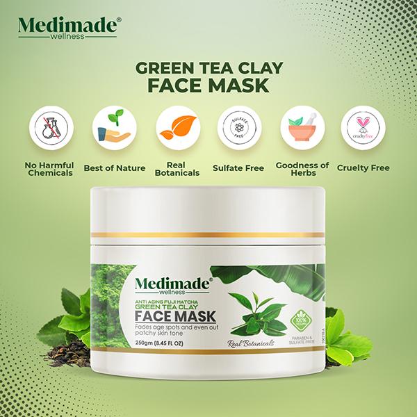 Medimade Anti Aging Fuji Matcha Green Tea Clay Face Mask 250 gm - Face Packs