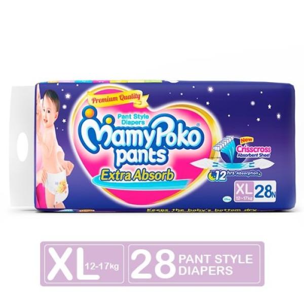 Netmeds | MamyPoko Extra Absorb Diaper Pants (XL) 28's