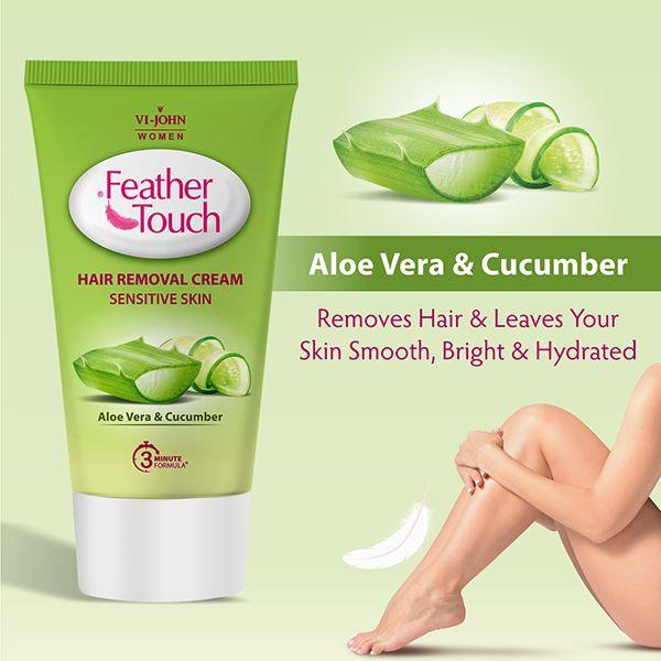 VI-John Feather Touch Hair Removal Cream Cucumber & Aloe Vera Tube for Sensitive Skin 40 gm - Shaving Creams