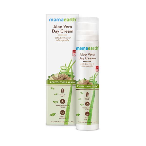 Mamaearth Aloe Vera Day Cream with SPF 30 with Aloe Vera & Ashwagandha for a Youthful Glow 50 gm - Creams/Oils/Lotions