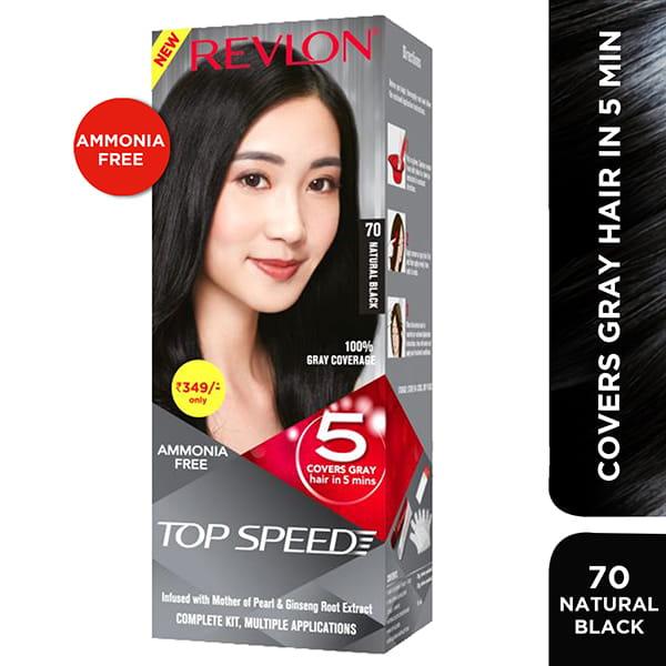 Netmeds | Revlon Top Speed Hair Color Woman - 70 Natural Black (20gm+20gm+15ml) 3's