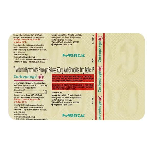 Carbophage G1 Tablet 10'S - Diabetes-Ant