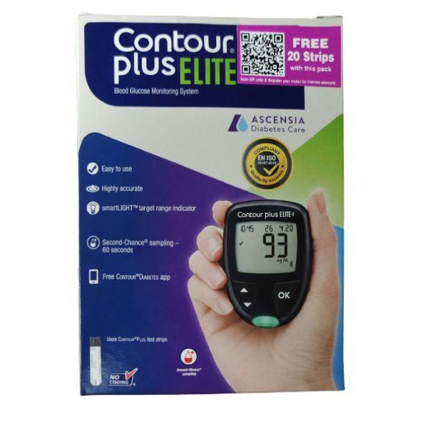 Netmeds | Contour Plus Elite Blood Glucose Monitor with Free Strips 20's