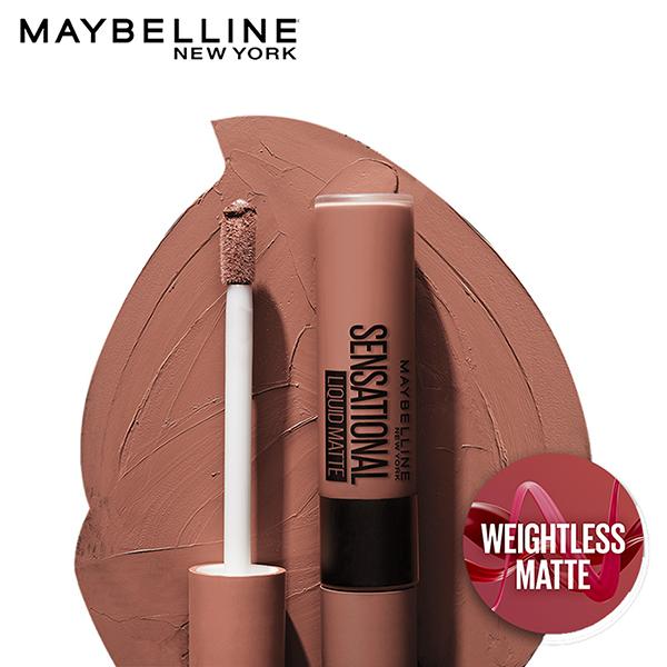 Maybelline New York Sensational Liquid Matte Lipstick, NU08 Nude Shot, Liquid Lipstick Shades Delivering Intense Matte Color Effect 7 ml - Lipsticks