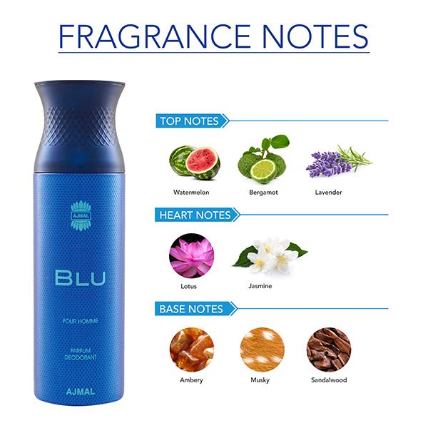 Ajmal Avid & Blu & Wisal Dahab Deodorant Spray - For Men (Pack Of 3) 200 ml - Men Perfumes (Edt/Edp)