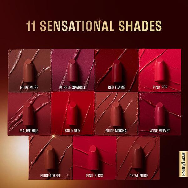 Lakme Ultimat Glam Satin Matte Lipstick -Purpsprk-UW1 4.3 g - Lipsticks