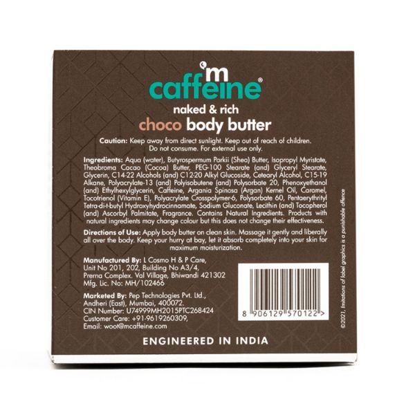 mCaffeine Choco & Shea Body Butter for 72Hrs Moisturization & Stretch Marks 100 gm - Body Butter