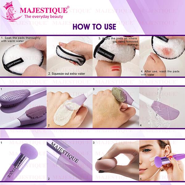 Majestique Face Cleansing Pad, Mushroom Blender and Facial Applicator - 3Pcs/Multicolor 1's - Facial Wipes & Tissues