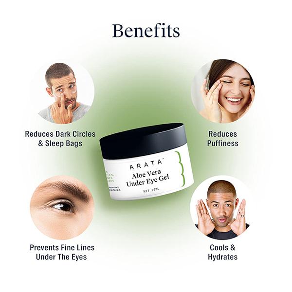 Arata Aloe Vera Under Eye Gel For Dark Circles, Fine Lines & Puffiness 10 ml - Under Eye Creams & Serums