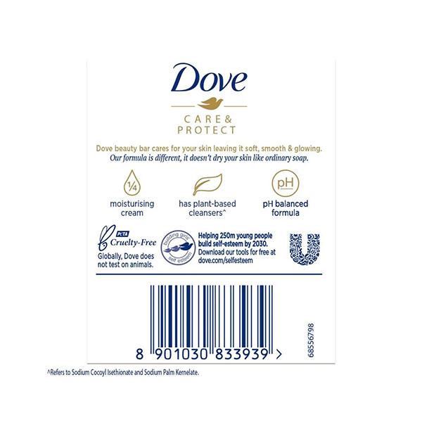 Dove Care & Protect Bar, Removes Germs & Moisturises Skin 400gm 4's - Soaps