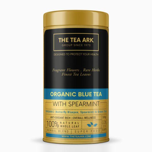 The Tea Ark Organic Blue Tea - Spearmint 50 gm (Tin) - Herbal/Green Teas