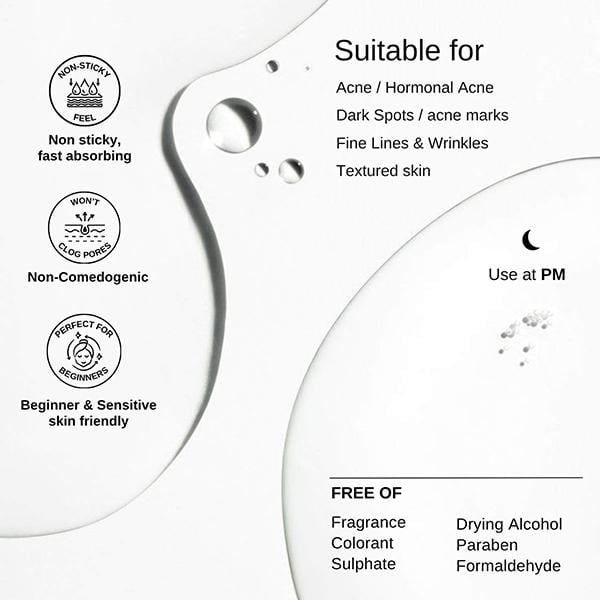 The Formularx Gentle Retinol Night Serum for Acne, Dark Spots, Enlarged Pores & Anti-Aging 30 gm - Face Serum