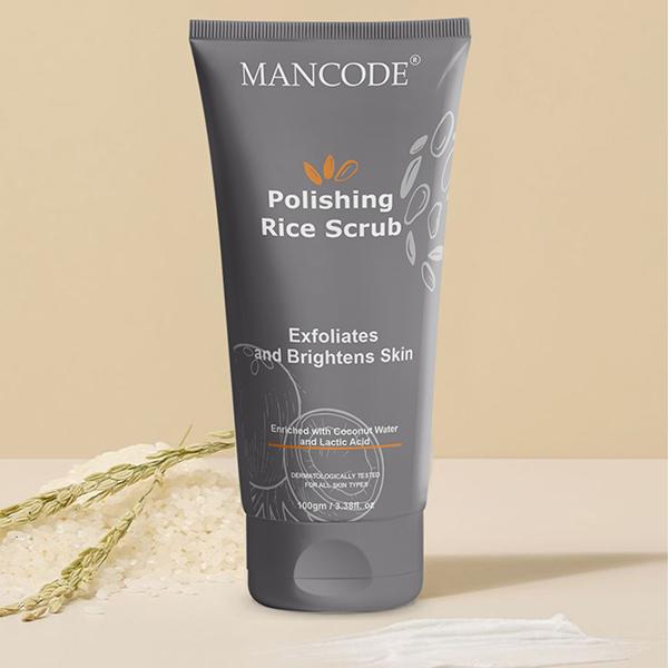 Mancode Polishing Rice Face Scrub Exfoliates And Brightens Skin 100 gm - Scrubs & Exfoliants