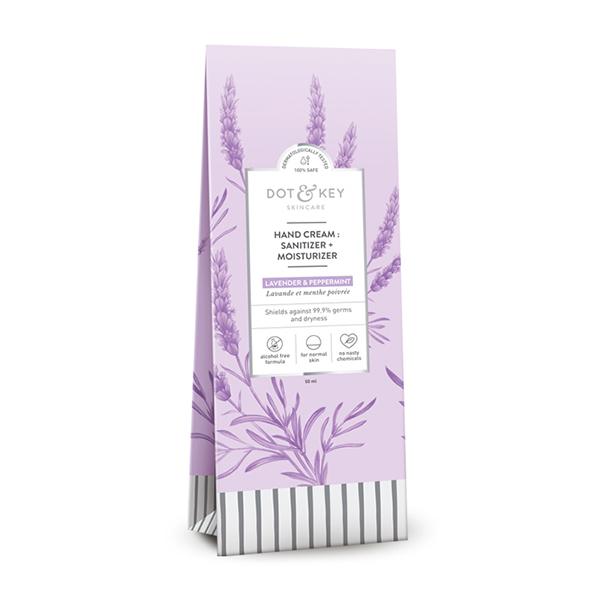 Dot & Key Hand Cream (Sanitizer + Moisturizer) - Lavender & Peppermint 50 ml - Hand Creams